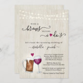 ぶどう酒と醸造酒を飲んでからカップルブライダルシャワー 招待状 (正面/裏面)