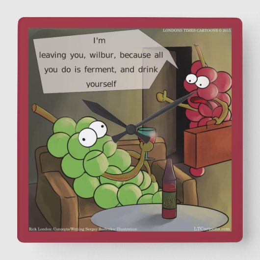 ぶどう離婚おもしろい壁時計 スクエア壁時計 (正面)