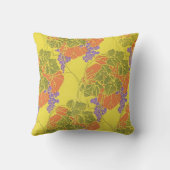 ぶどう、ぶどうつる植物、オレンジイエローグリーンパープル クッション (裏面)