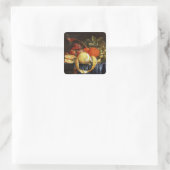 ぶどう、オレンジ、皮をむいたレモンの静物詩 スクエアシール (バッグ)