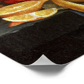 ぶどう、オレンジ、皮をむいたレモンの静物詩 ポスター (角)