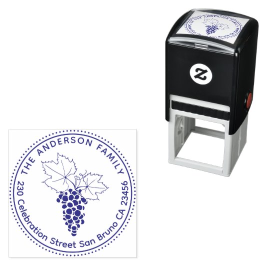 ぶどう |カスタムファミリー名&ラウンド差出人住所 セルフインキングスタンプ (インサイチュ)