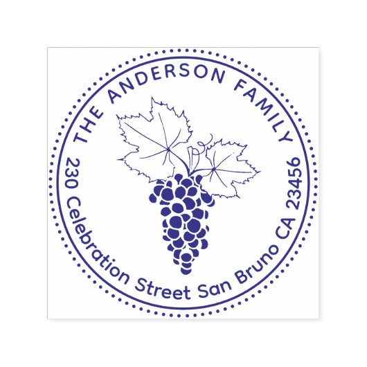 ぶどう |カスタムファミリー名&ラウンド差出人住所 セルフインキングスタンプ (デザイン)