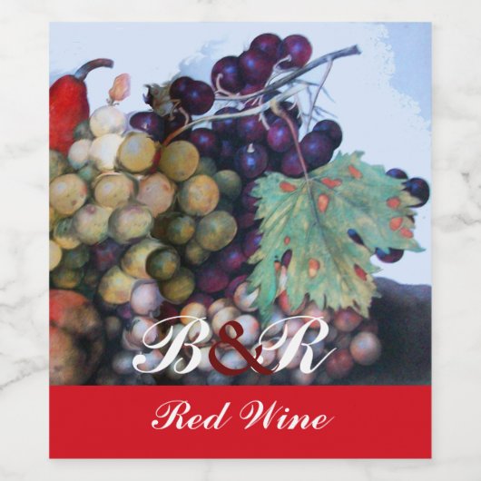ぶどう、グレープベン、梨、赤ワインのテイスティングパーティー ワインラベル (シングルラベル)