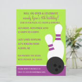 ぶどう/ライム ロールオーバー ボウリング バースデーパーティー 招待状 (スタンド正面)