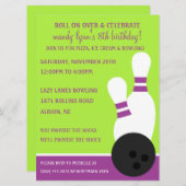 ぶどう/ライム ロールオーバー ボウリング バースデーパーティー 招待状 (正面/裏面)