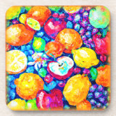 ぶどう、リンゴ、柑橘類絵画の果実。買今 コースター (正面)