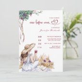 ぶどう |ワイナリー |水モダン色ブライダルシャワー 招待状 (スタンド正面)