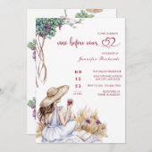 ぶどう |ワイナリー |水モダン色ブライダルシャワー 招待状 (正面/裏面)