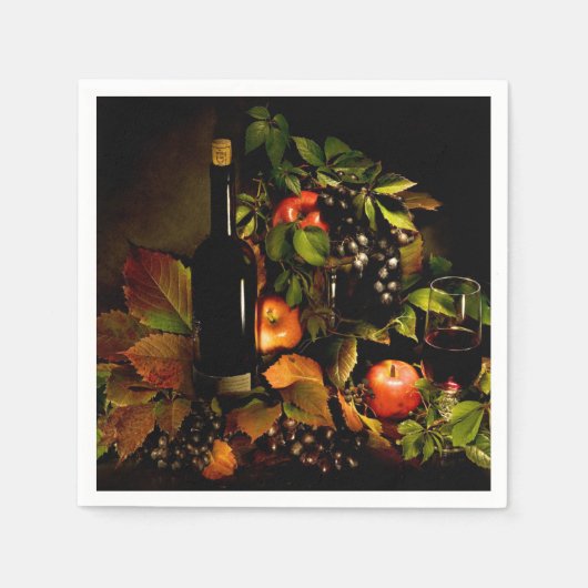 ぶどう、ワイン、リンゴ スタンダードカクテルナプキン (正面)