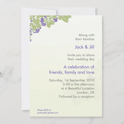 ぶどう 5x7 招待状 (正面)