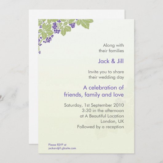 ぶどう 5x7 招待状 (正面/裏面)