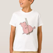 ぶらんこに乗った豚 Tシャツ (正面)