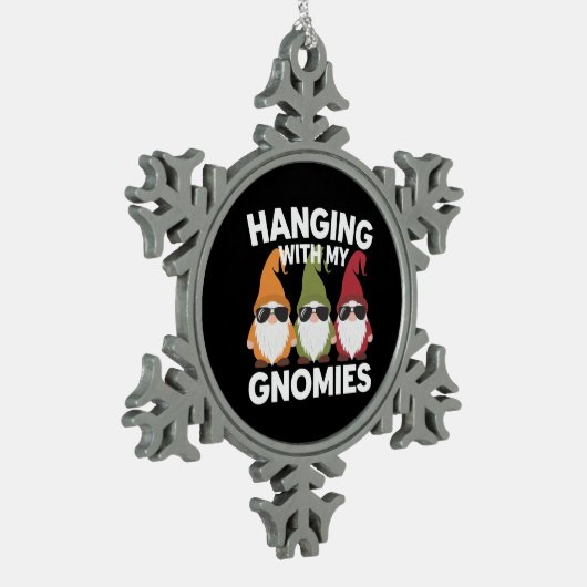 ぶら下がったとMy Gnomiesガーデンおもしろい格言 スノーフレークピューターオーナメント (左)