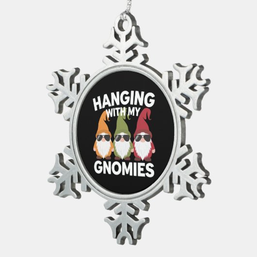 ぶら下がったとMy Gnomiesガーデンおもしろい格言 スノーフレークピューターオーナメント (右)