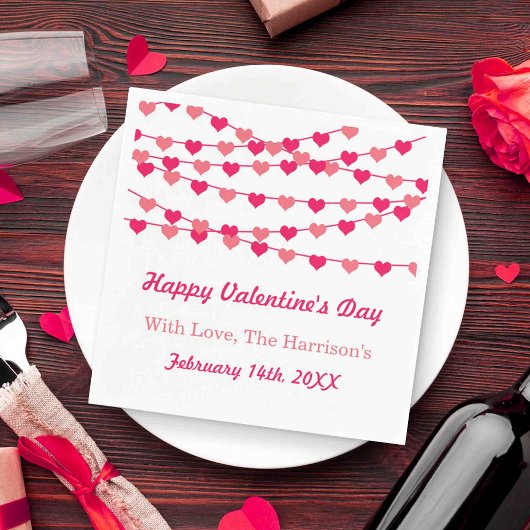 ぶら下がったなひも愛ハートのハッピーバレンタインデー スタンダードカクテルナプキン