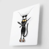 ぶら下がったな猫 スクエア壁時計 (傾斜)