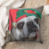 ぶら下がったな舌を搭載するおもしろいな見るパグ クッション (ブランケット)