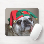 ぶら下がったな舌を搭載するおもしろいな見るパグ マウスパッド (マウス)