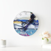 ぶら下がったのオン – スタントスクーターのアートワーク ラージ壁時計 (ホーム)