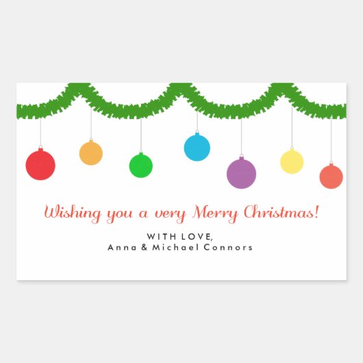 ぶら下がったのオーナメント – 休日/クリスマスステッカー 長方形シール (正面)