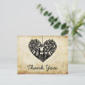 ぶら下がったのハートツリーヴィンテージウェディング ポストカード (スタンド正面)