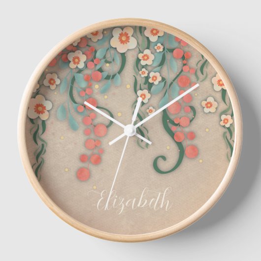 「ぶら下がったのフローラ」パーソナライズされた吸光度時計 壁時計 (正面)