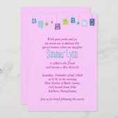 ぶら下がったのヘブライ文字こうもりバー(ユダヤ教の)バル・ミツバー招待状 招待状 (正面/裏面)