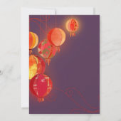 ぶら下がったのランタンズパープルブライダルシャワー 招待状 (裏面)