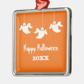 ぶら下がったの幽霊たちハロウィーンオーナメント、オレンジ メタルオーナメント (左)