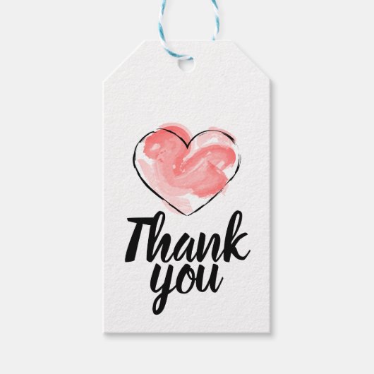 ぶら下がったの感謝していラベルと赤いハート ギフトタグ (正面)