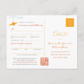 ぶら下がったの折り紙オレンジクランズアジア結婚式RSVP インビテーションポストカード (裏面)