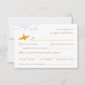 ぶら下がったの折り紙オレンジ紙クレーズアジア結婚ズ 出欠カード (正面)