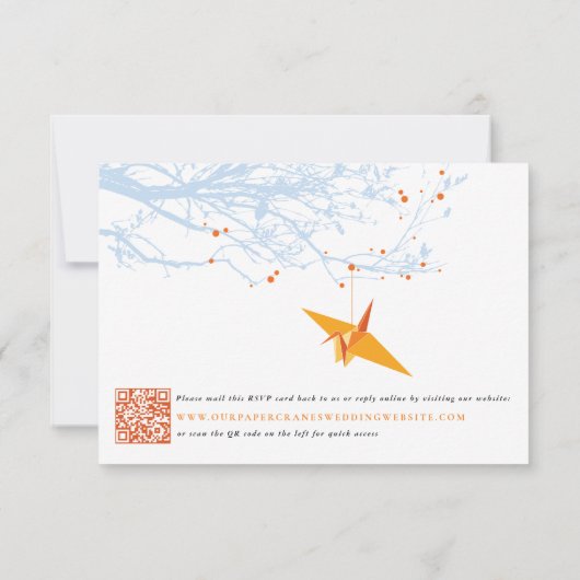 ぶら下がったの折り紙オレンジ紙クレーズアジア結婚ズ 出欠カード (裏面)