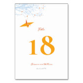 ぶら下がったの折り紙オレンジ紙クレーンアジア結婚ズ テーブルナンバー (裏面)