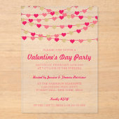 ぶら下がったの文字列愛ハートバレンタインデーパーティー アクリル招待状 (正面)
