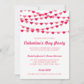 ぶら下がったの文字列愛ハートバレンタインデーパーティー 招待状 (正面)