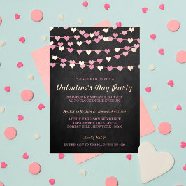 ぶら下がったの文字列愛ハートバレンタインデーパーティー 箔招待状