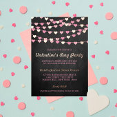 ぶら下がったの文字列愛ハートバレンタインデーパーティー 箔招待状