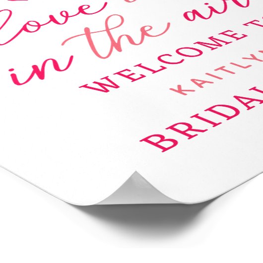 ぶら下がったの文字列愛ハートブライダルシャワーへようこそ ポスター (角)