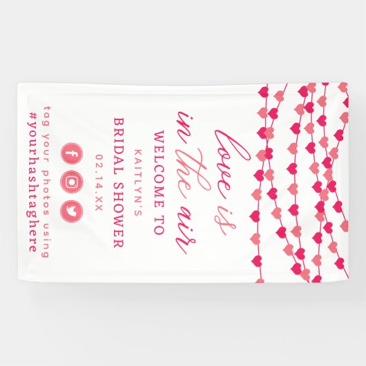 ぶら下がったの文字列愛ハートブライダルシャワーへようこそ 横断幕 (横)