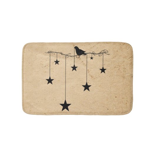 ぶら下がったの星とカラス風呂マット バスマット (正面)