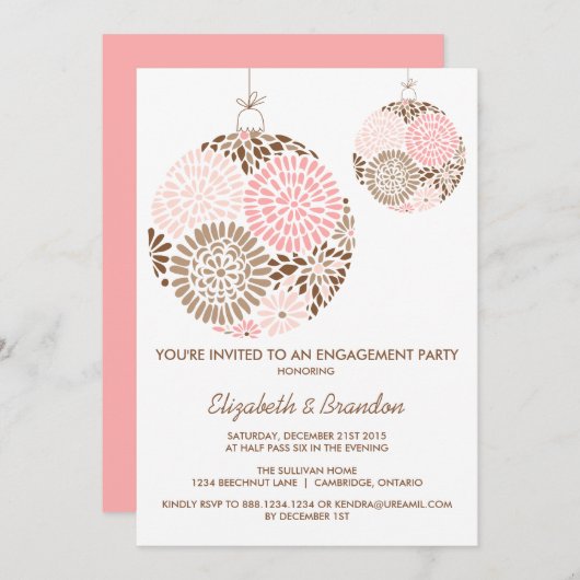 ぶら下がったの花春婚約パーティ招待状 招待状 (正面/裏面)