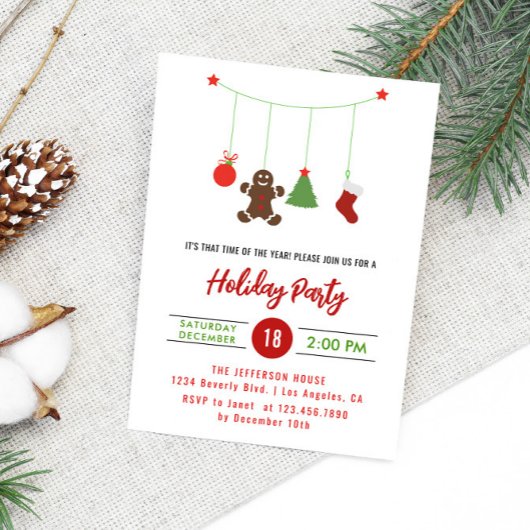 ぶら下がったの飾り付け可愛いクリスマスホリデーパーティー 招待状