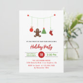 ぶら下がったの飾り付け可愛いクリスマスホリデーパーティー 招待状 (スタンド正面)