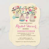 ぶら下がったの鳥かごのレトロ花 招待状 (正面/裏面)