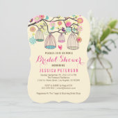 ぶら下がったの鳥かごのレトロ花 招待状 (スタンド正面)