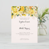 ぶら下がったの黄色い花赤面庭園の結婚式 招待状 (スタンド正面)