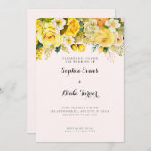 ぶら下がったの黄色い花赤面庭園の結婚式 招待状 (正面/裏面)