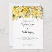 ぶら下がったの黄色の花の白庭園の結婚式 招待状 (正面)